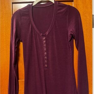 Woolx long sleeve rib knit V neck Henley